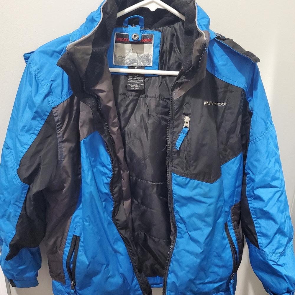 Weatherproof Winter Jacket Coat Snow Ski Boys Black Blue Size M 10/12